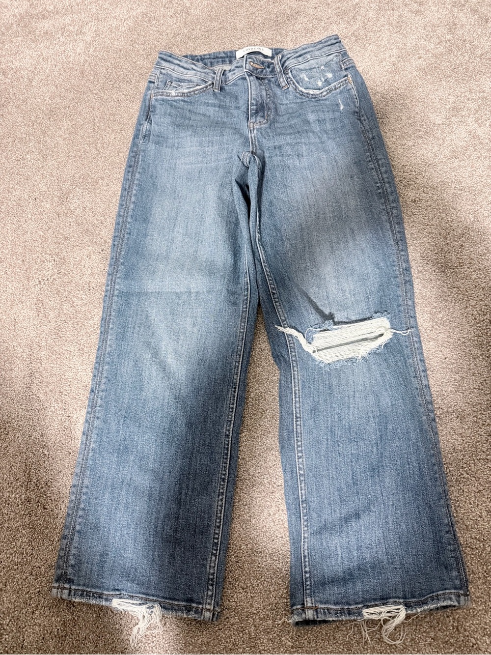 Lovervet I Knew It Distressed Knee Wide Leg Jeans Wide Leg Distressed Jeans in